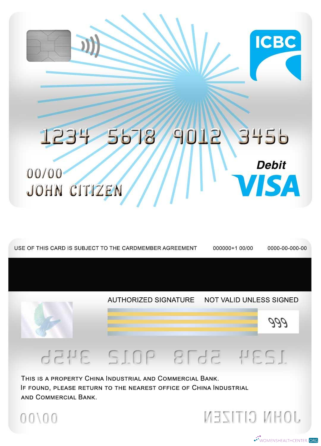 Download China Industrial and Commercial bank visa debit card Photoshop template